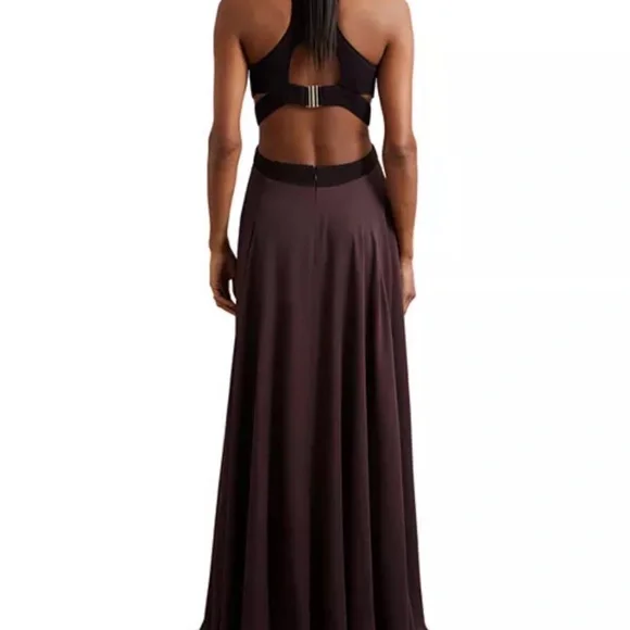 Reiss Black and Deep Plum Cutout Maxi Dress - Picture 2 of 3